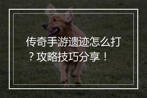 传奇手游遗迹怎么打？攻略技巧分享！
