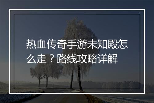 热血传奇手游未知殿怎么走？路线攻略详解