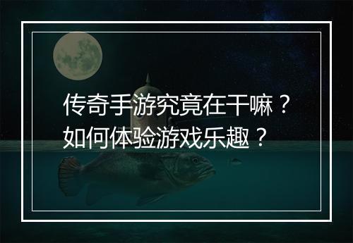 传奇手游究竟在干嘛？如何体验游戏乐趣？