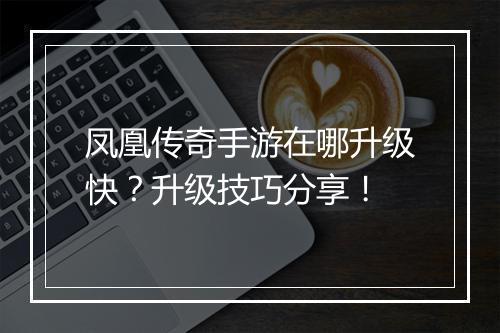 凤凰传奇手游在哪升级快？升级技巧分享！