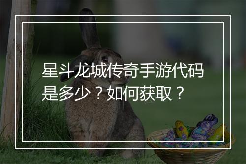 星斗龙城传奇手游代码是多少？如何获取？