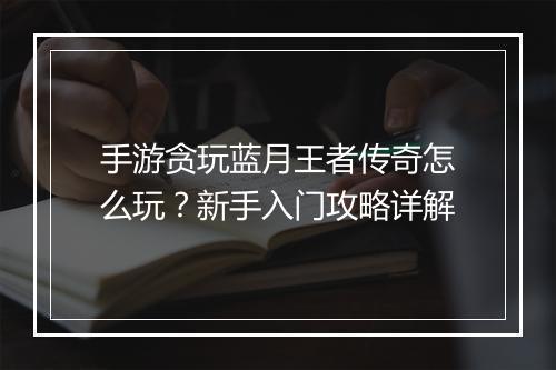 手游贪玩蓝月王者传奇怎么玩？新手入门攻略详解