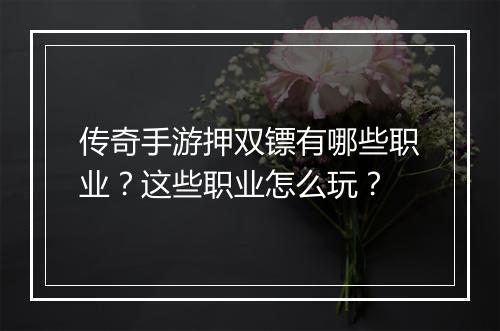 传奇手游押双镖有哪些职业？这些职业怎么玩？