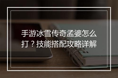 手游冰雪传奇孟婆怎么打？技能搭配攻略详解