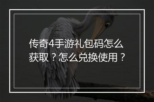 传奇4手游礼包码怎么获取？怎么兑换使用？