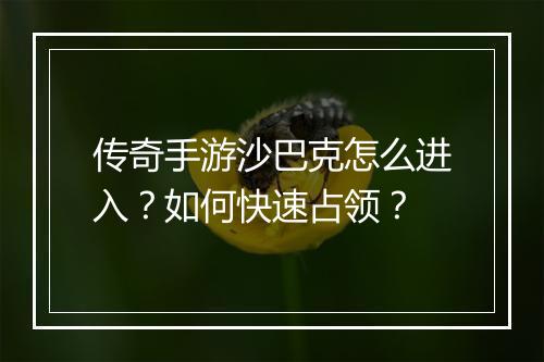 传奇手游沙巴克怎么进入？如何快速占领？
