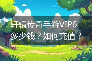 轩辕传奇手游VIP6多少钱？如何充值？