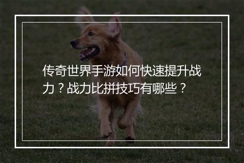 传奇世界手游如何快速提升战力？战力比拼技巧有哪些？