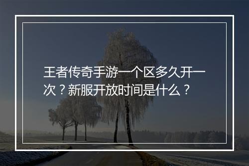 王者传奇手游一个区多久开一次？新服开放时间是什么？