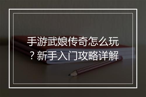 手游武娘传奇怎么玩？新手入门攻略详解