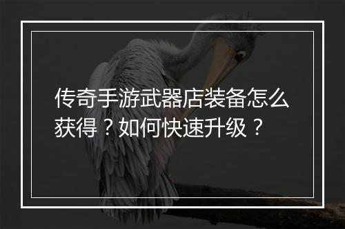 传奇手游武器店装备怎么获得？如何快速升级？