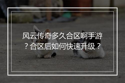 风云传奇多久合区啊手游？合区后如何快速升级？