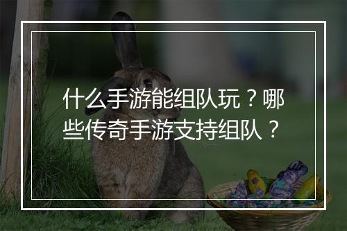 什么手游能组队玩？哪些传奇手游支持组队？