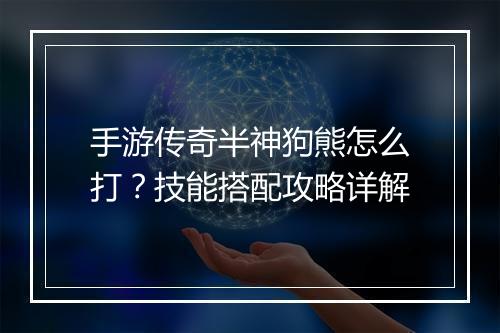 手游传奇半神狗熊怎么打？技能搭配攻略详解