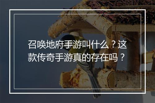召唤地府手游叫什么？这款传奇手游真的存在吗？