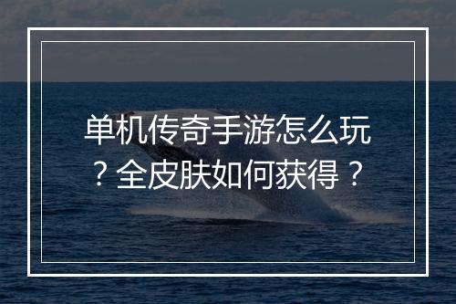 单机传奇手游怎么玩?全皮肤如何获得?