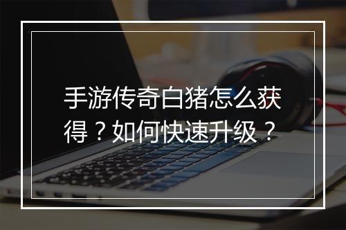 手游传奇白猪怎么获得？如何快速升级？