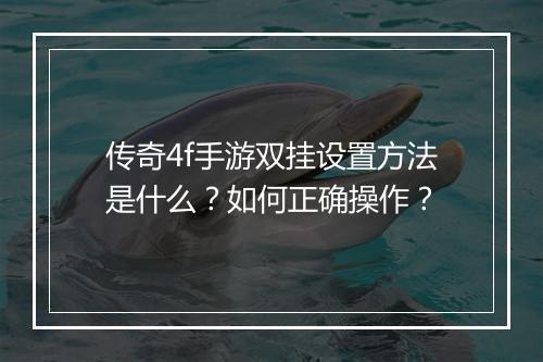 传奇4f手游双挂设置方法是什么？如何正确操作？