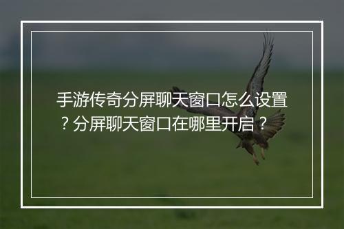 手游传奇分屏聊天窗口怎么设置？分屏聊天窗口在哪里开启？