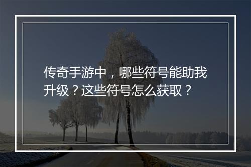 传奇手游中，哪些符号能助我升级？这些符号怎么获取？