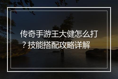 传奇手游王大健怎么打？技能搭配攻略详解
