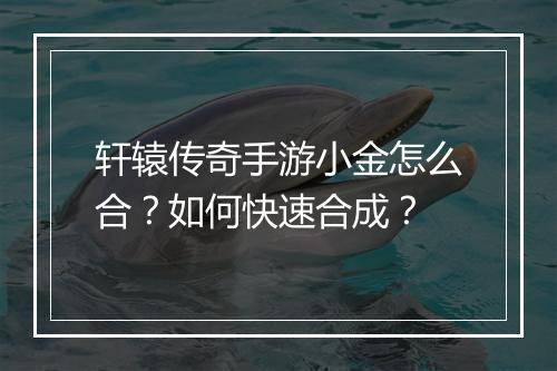 轩辕传奇手游小金怎么合？如何快速合成？