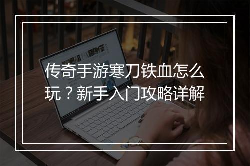 传奇手游寒刀铁血怎么玩？新手入门攻略详解