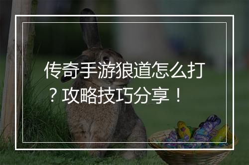传奇手游狼道怎么打？攻略技巧分享！