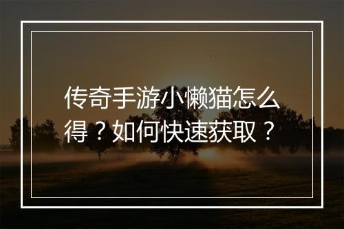 传奇手游小懒猫怎么得？如何快速获取？