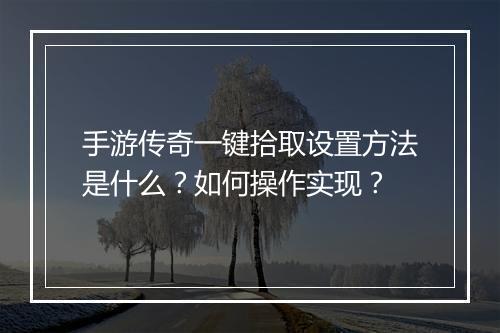 手游传奇一键拾取设置方法是什么？如何操作实现？