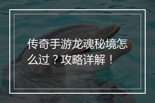 传奇手游龙魂秘境怎么过？攻略详解！
