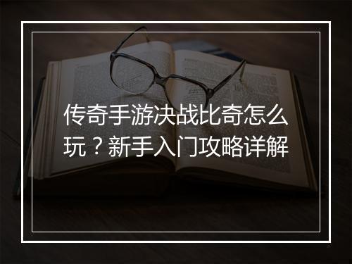 传奇手游决战比奇怎么玩？新手入门攻略详解