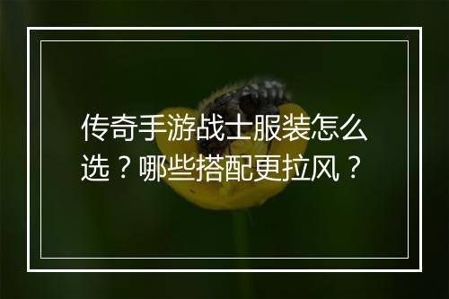 传奇手游战士服装怎么选？哪些搭配更拉风？