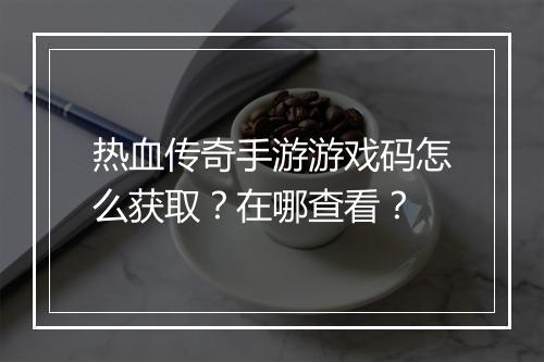 热血传奇手游游戏码怎么获取？在哪查看？