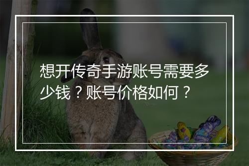想开传奇手游账号需要多少钱？账号价格如何？
