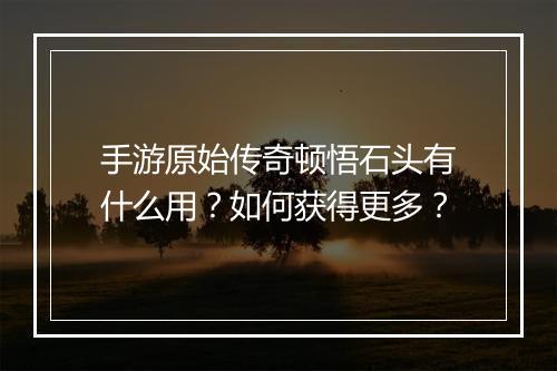 手游原始传奇顿悟石头有什么用？如何获得更多？