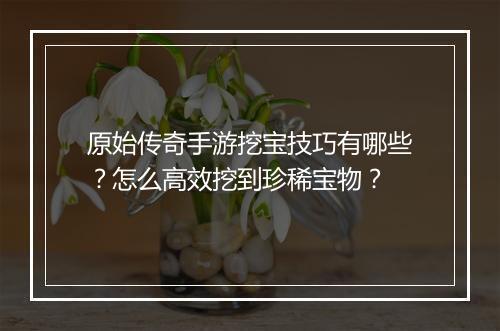 原始传奇手游挖宝技巧有哪些？怎么高效挖到珍稀宝物？