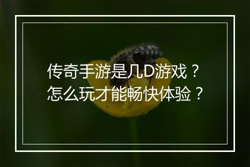 传奇手游是几D游戏？怎么玩才能畅快体验？
