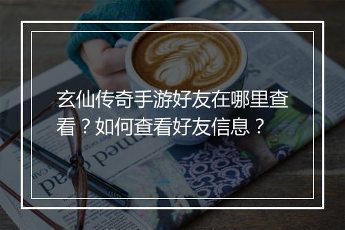 玄仙传奇手游好友在哪里查看？如何查看好友信息？