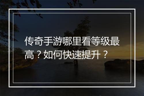 传奇手游哪里看等级最高？如何快速提升？