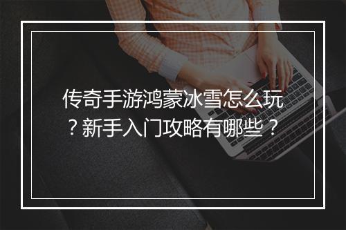 传奇手游鸿蒙冰雪怎么玩？新手入门攻略有哪些？