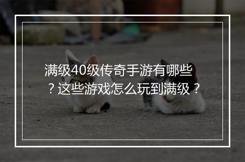 满级40级传奇手游有哪些？这些游戏怎么玩到满级？