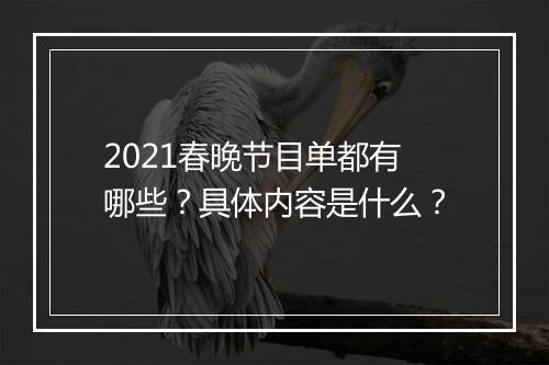 2021春晚节目单都有哪些？具体内容是什么？