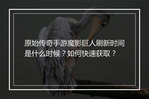 原始传奇手游魔影巨人刷新时间是什么时候？如何快速获取？