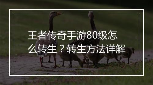 王者传奇手游80级怎么转生？转生方法详解