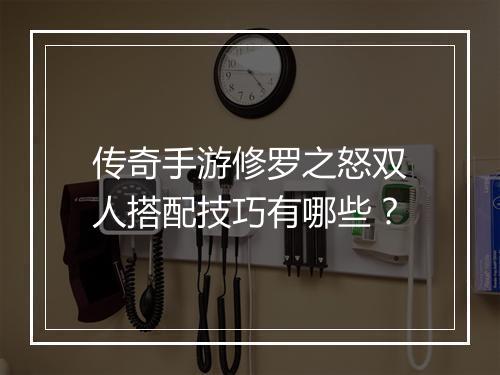 传奇手游修罗之怒双人搭配技巧有哪些？