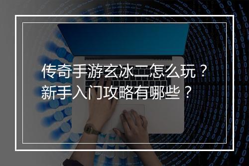 传奇手游玄冰二怎么玩？新手入门攻略有哪些？