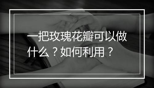一把玫瑰花瓣可以做什么？如何利用？