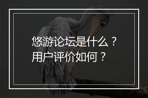 悠游论坛是什么？用户评价如何？