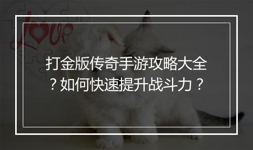 打金版传奇手游攻略大全？如何快速提升战斗力？